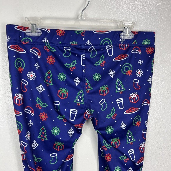 Tipsy Elves Leggings Women Extra Large Neon Holiday Christmas All Over Print - Picture 8 of 11